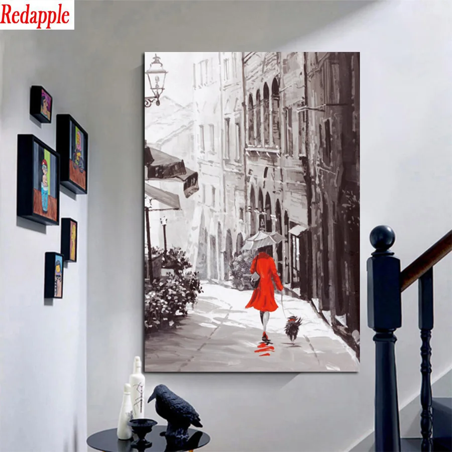 

diamond embroidery Retro Abstract City Rain Day Street Landscape diamond painting cross stitch 5d full square round drill 5d