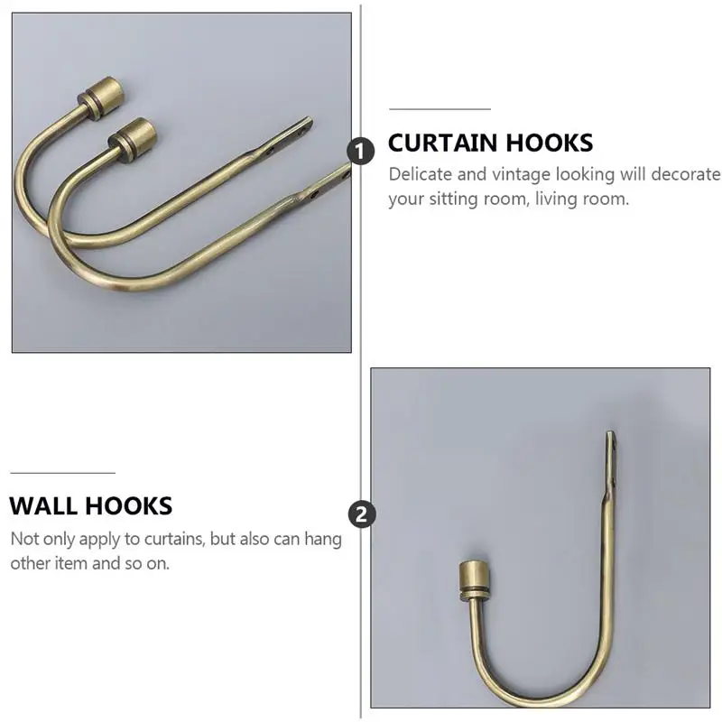 

1 pair of Curtain Hooks Wall Hooks Curtain Fixed Hook Decorative Accessories
