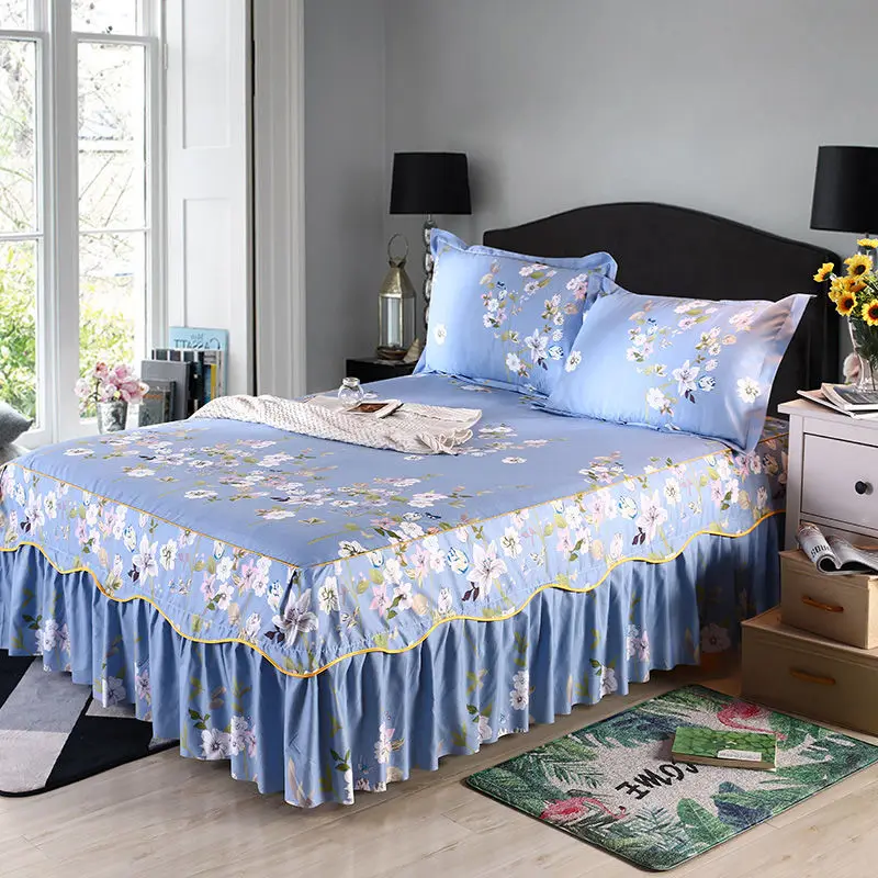 Color 6 Модное мягкое шлифовальное покрывало, не скользящая Свадебная кровать, юбка королевского размера, без пилинга, простыня, покрывало, двухслойная кровать - Цвет: Color 6