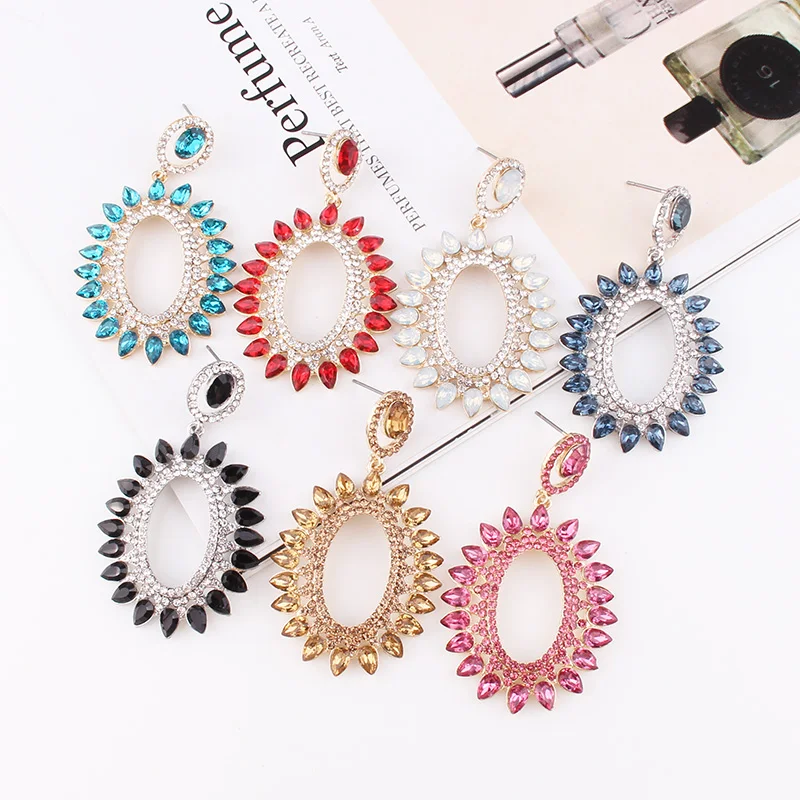 Серьги подвески в форме эллипса LUBOV большие брендовые Роскошные серьги с