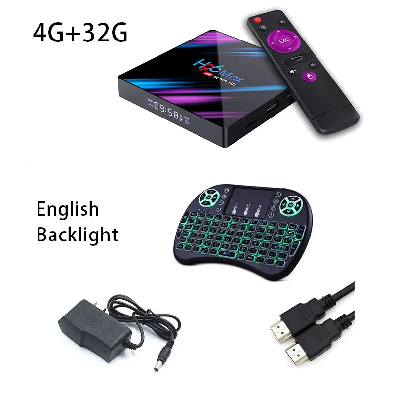 English i8 4G 32G Декодер каналов кабельного телевидения ТВ коробка 4G DDR3 USB 3,0 Bluetooth 4,0 ОС Android 9,0 4 K 4096x2160 H96 Смарт 3D пятиядерный ГП Mali-450 RK3318 GPU 2,4 г/5G - Цвет: English i8 4G 32G