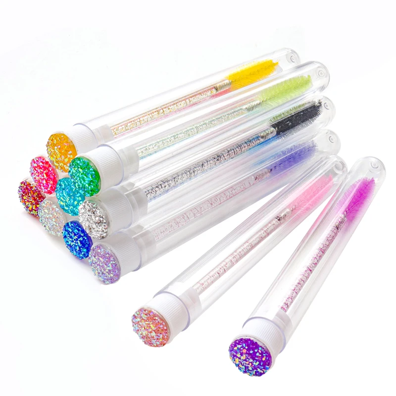 

20Pcs Diamond Reusable Eyebrow Brush Tube Eyelash Extension Applicator Disposable Mascara Wand Diamond Eyelash Brush Tube