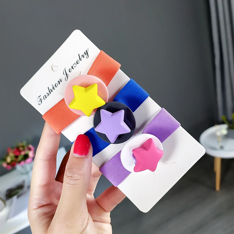 2019 милые звезды эластичные резинки для волос девочек сердце веревки женщин