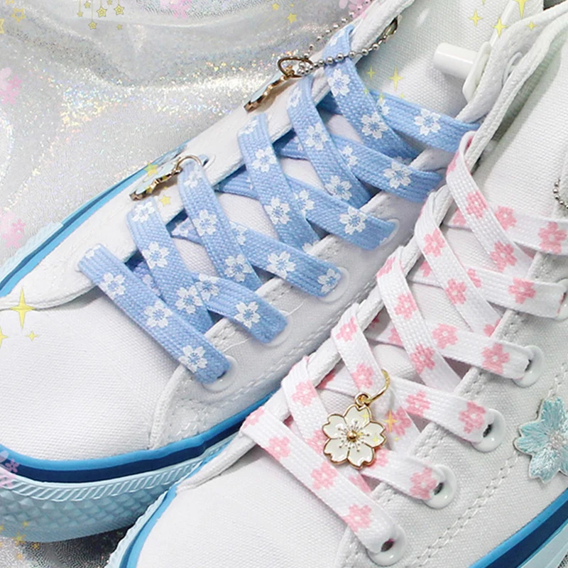 

Cherry Blossom Shoelaces Sneaker Shoelaces Cartoon Printing Fashion Unisex Flat Shoe Laces Sports Canvas Shoelace For Women Kid