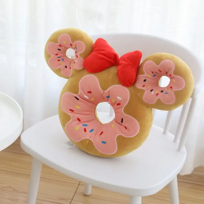 

40cm Disney Mickey Mouse Minnie Plush Toy Cartoon Cushion Pillow Anime Plush Donut Shape Doll Birthday Christmas Decoration Gift