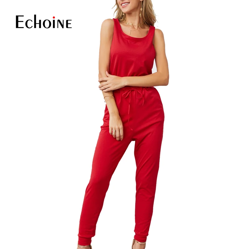 Комбинезон женский без рукавов суперудобный модный Свободный Длинный брючный