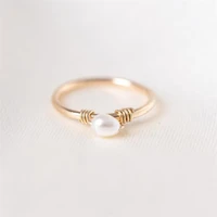 14k gold filled pearl rings handmade natural pearl jewelry knuckle ring mujer boho bague femme minimalism boho women rings