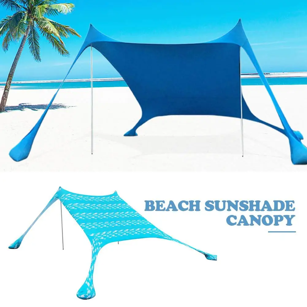 저렴한 휴대용 차양 텐트 샌드백 UV 라이크라, 대형 가족 캐노피 야외 낚시 캠핑 해변 차양 천막 세트