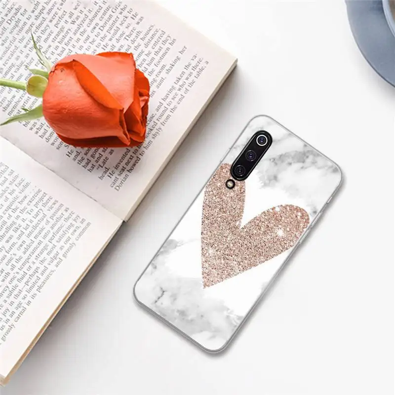 

Glitter Marble Love heart Phone Case For Xiaomi Redmi note 7 8 9 A t k30 max3 9 s 10 pro lite