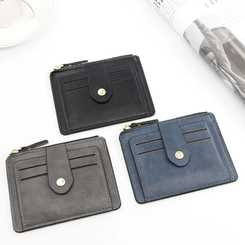 

ID Holders Small Fashion Credit ID Card Holder Pu Leather Wallet with Coin Pocket Unisex Money Bag Case Mini Business Purses