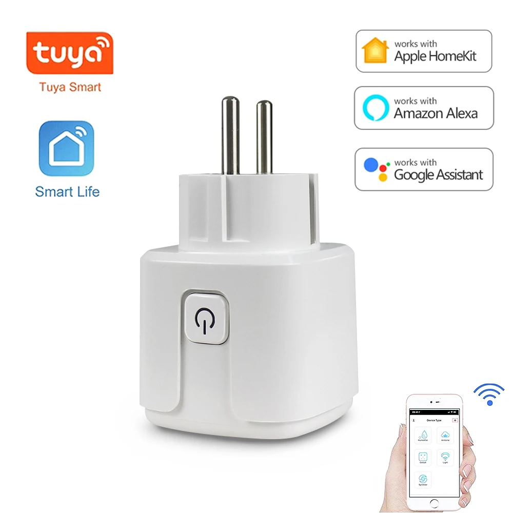 

Tuya 16A Smart Socket with EU Plug Monitor Timer Plug Support Smart Life Homekit Google Home Alexa Control Smart Outlet