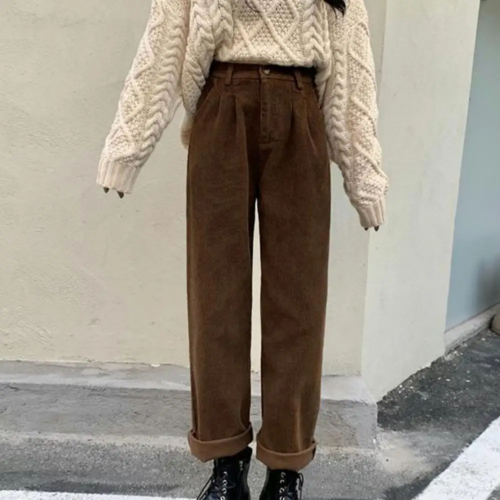 

pants women Corduroy Pants Wear Resistant Casual Trousers pants women Solid Color Lady Long Pants pantalon pour femme