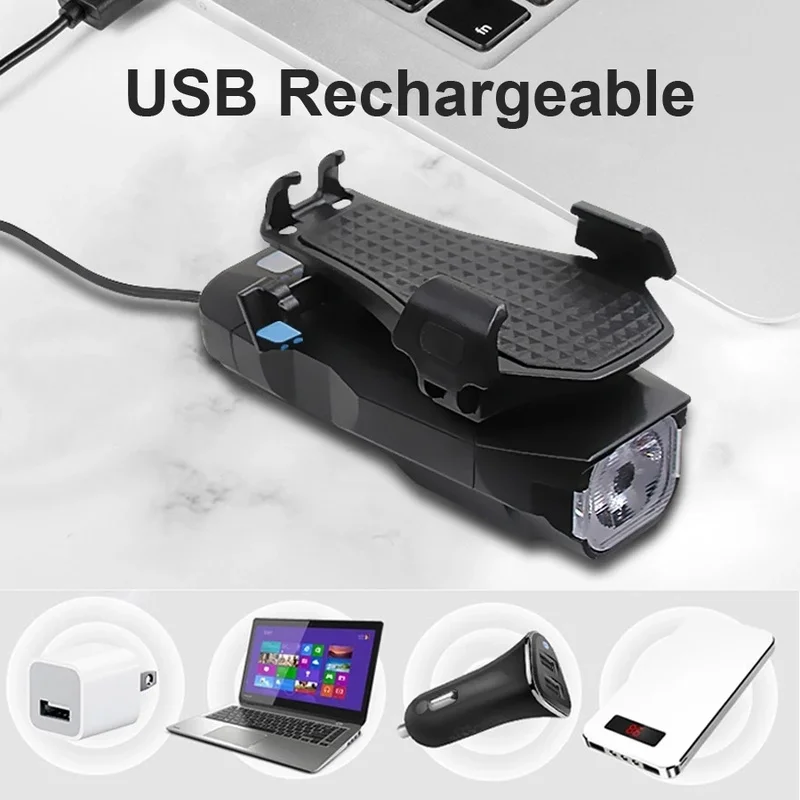 Newest 4 in 1 Bicycle Light LED Bike Front USB Rechargeable Power Bank Cycling Phone Holder Horn MTB Flashlight | Мобильные телефоны