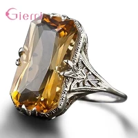 fashion luxury women finger ring for cocktail party retro 925 sterling silver contracted geometry cz crystal rhinestone gift