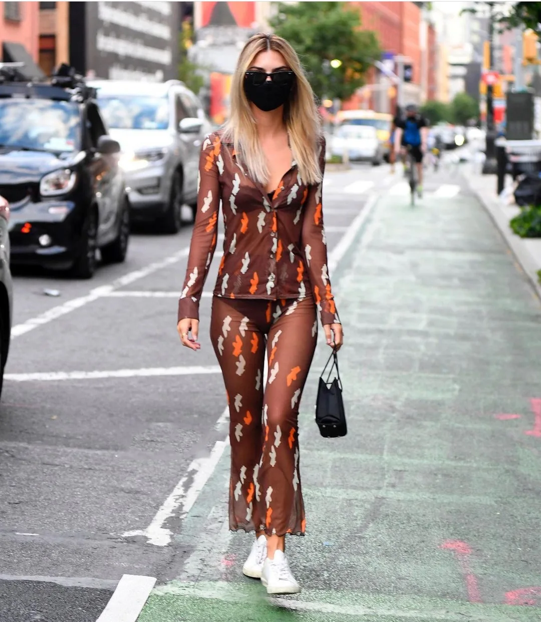 

Womens Sexy Clothes Print Perspective Tops/Pants For Party Dating Shopping Vacation Coffee Color Skin-Friendly Fashion S M L