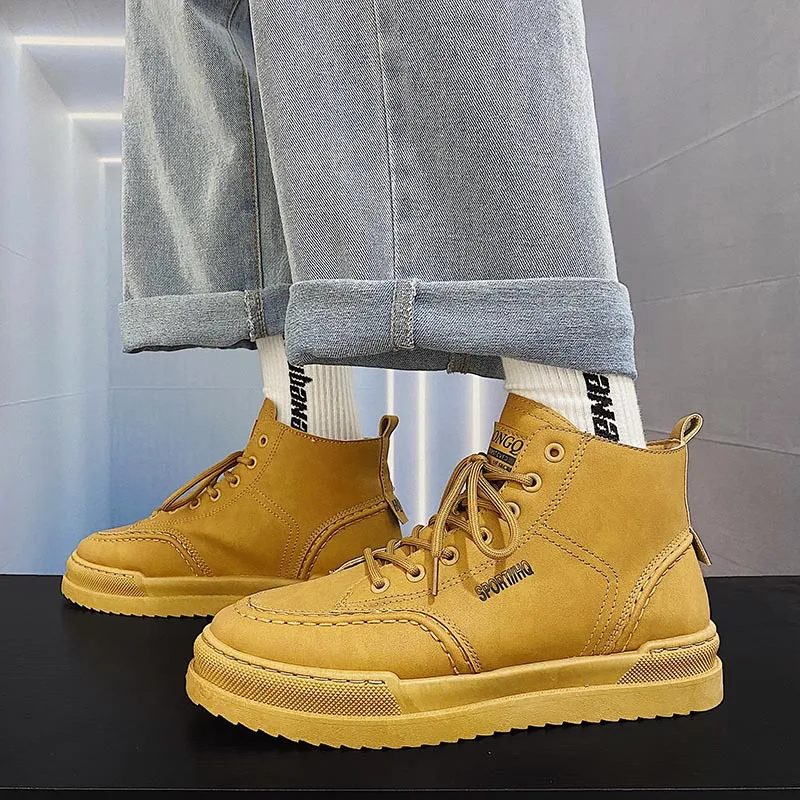 

Winter Ankle Boots Men Casual Shoes Outdoor Autumn Leather Waterproof Work Tooling Mens Boots Warm Military Army Botas