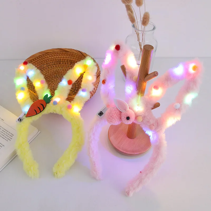 

Светящиеся плюшевые кошачьи кроличьи ушки, милые светящиеся обручи для волос, для вечеринки, фотовспышка, детские игрушки, для свадьбы, Хэлл...