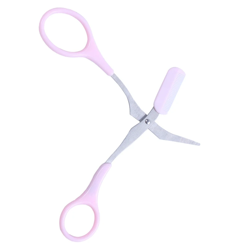 Косметический инструмент для бровей Shaping Cut Scissors w гребень розовый серебряный тон