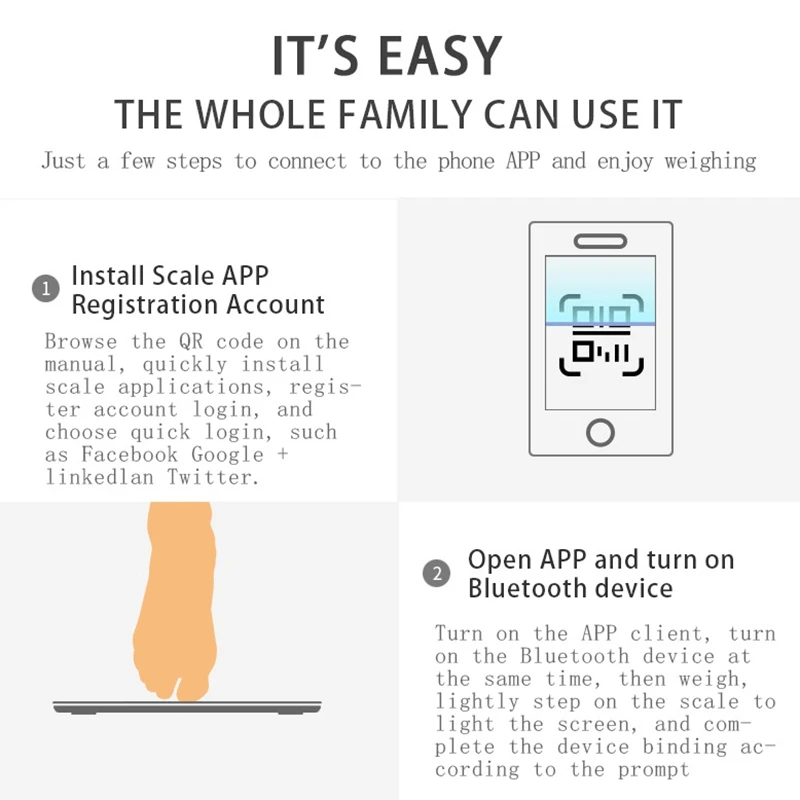 

Bluetooth Scales Body Weight Bathroom Scale Smart Backlit Display Scale Body Weight Water Muscle Mass BMI Black