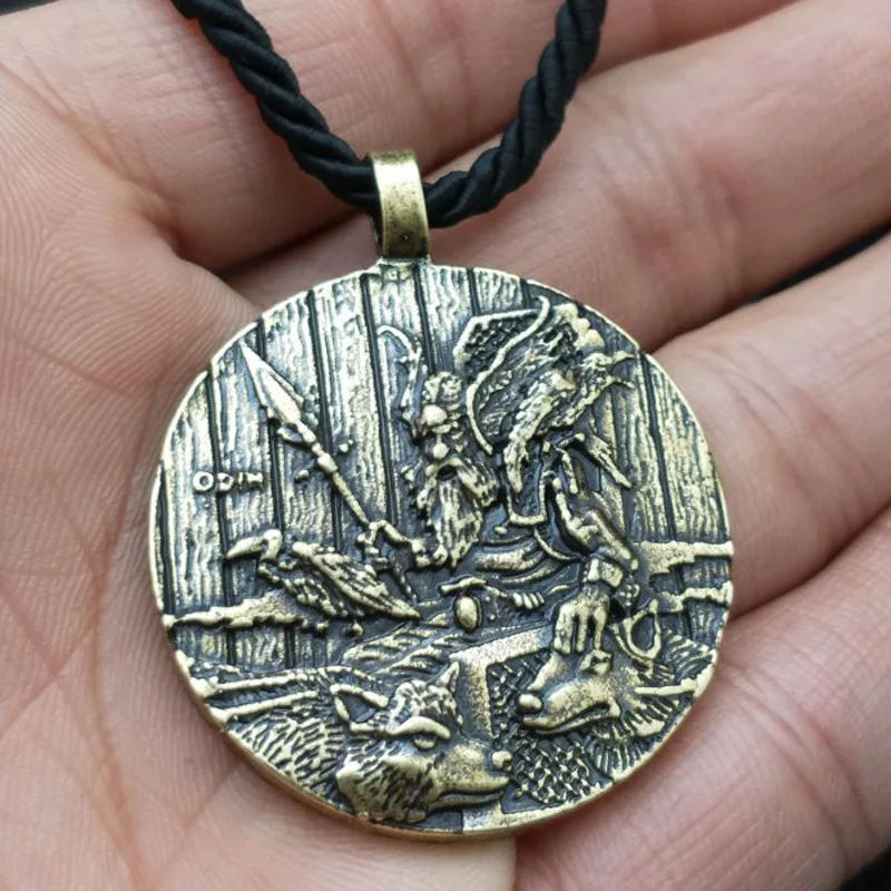 Волк и Ворон с подвеской Odin ожерелье викингов амулет талисман Jwelry для женщин
