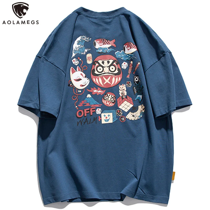 

Aolamegs Oversized T-shirt Summer Harajuku Men's T-Shirts Japanese Funny Pattern Fashion Streetwear All-match Tee Shirt For Men