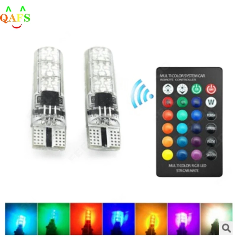 2 шт. T10 5050 SMD RGB 6 светодиодный автомобильный клиновидный боковой светильник