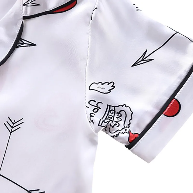 Детская блузка с короткими рукавами топы + шорты одежда для сна пижамы детская