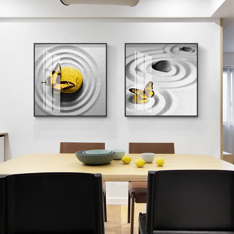 Пляжный каменный пейзаж квадратная комбинация холст живопись желтый серый