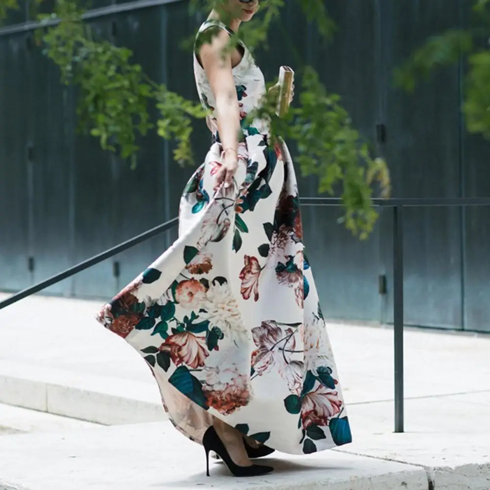 New fashionable sexy lovely sling V-neck sleeveless floral print flowers women dress night party summer vocation wholesale | Свадьбы и