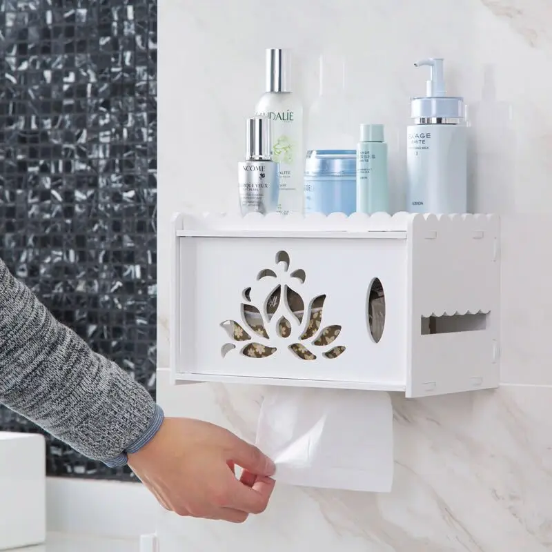 Wall Mounted PVC Waterproof Toilet Cabinet Bathroom Storage Rack Tissue Box Kitchen Organizer Makeup | Дом и сад