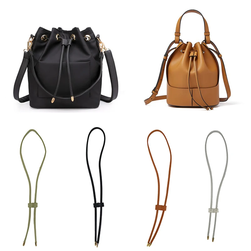 Women Detachable PU Leather Bag Strap DIY Replacement Bucket Bag Drawstring Rope Backpack Beam Pocket Purse Accessories 4 Colors