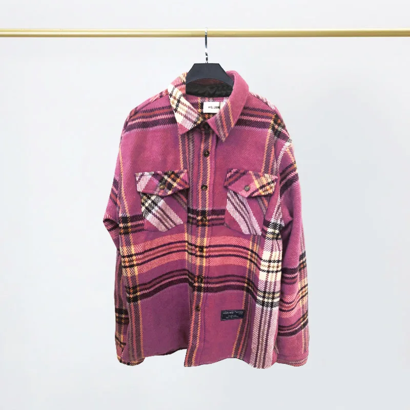 

Ins Japan South Korea tide br welldone plaid we11done OS loose and thickened wool shirt