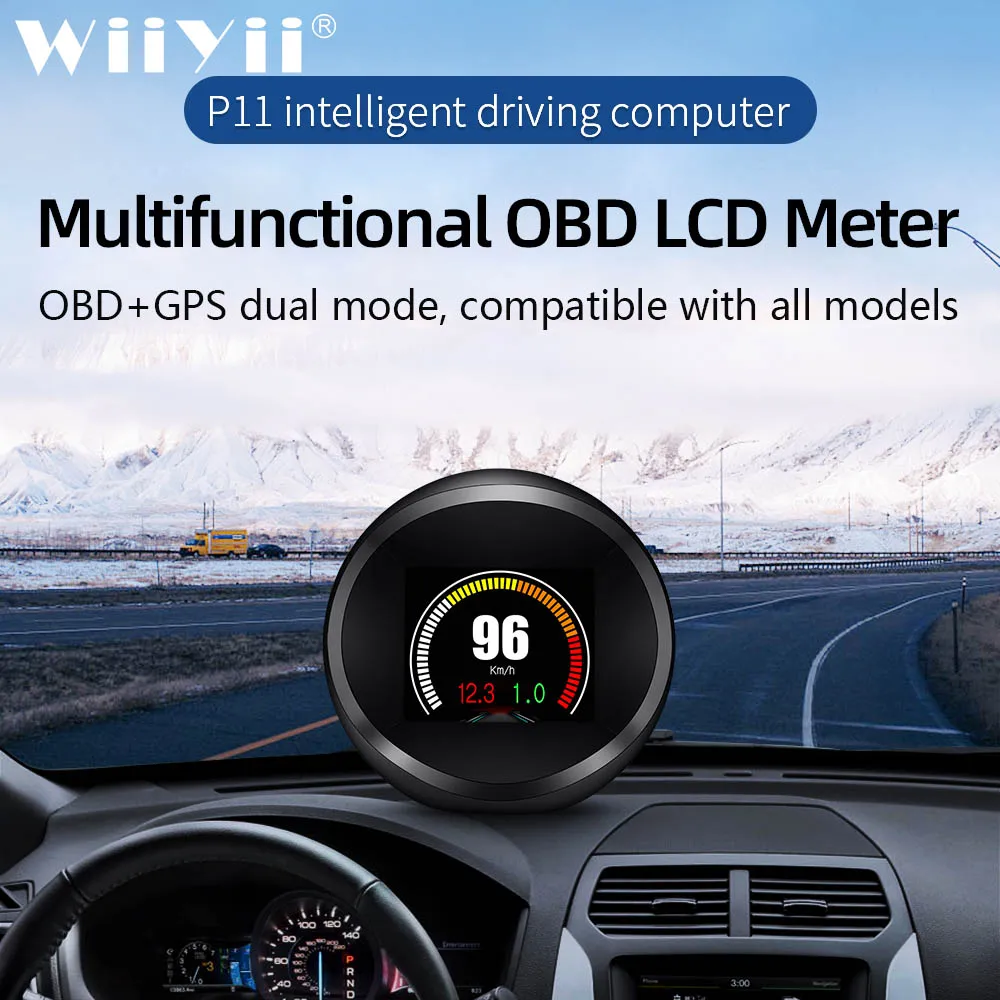 HD TFT OBD P11 цифровой датчик скорости Hud Дисплей Автомобильный OBD2 турбо повышающий