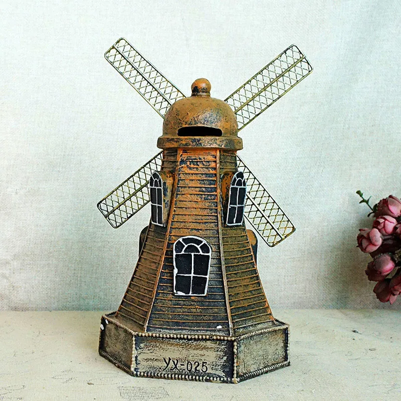 Домашние аксессуары поделки из смолы копилка Голландская ветряная мельница