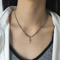 925 silver necklace retro cross pendant clavicle chain simple cross shape jewelry womens sweater chain silver necklace