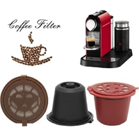 3 pcs refillable reusable stainless steel filter coffee capsule filter cup for nespresso coffee machine for home