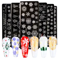1 pc nail stamping plates stamper scraper leaf rose snowflakes nail art stamp templates christmas manicure