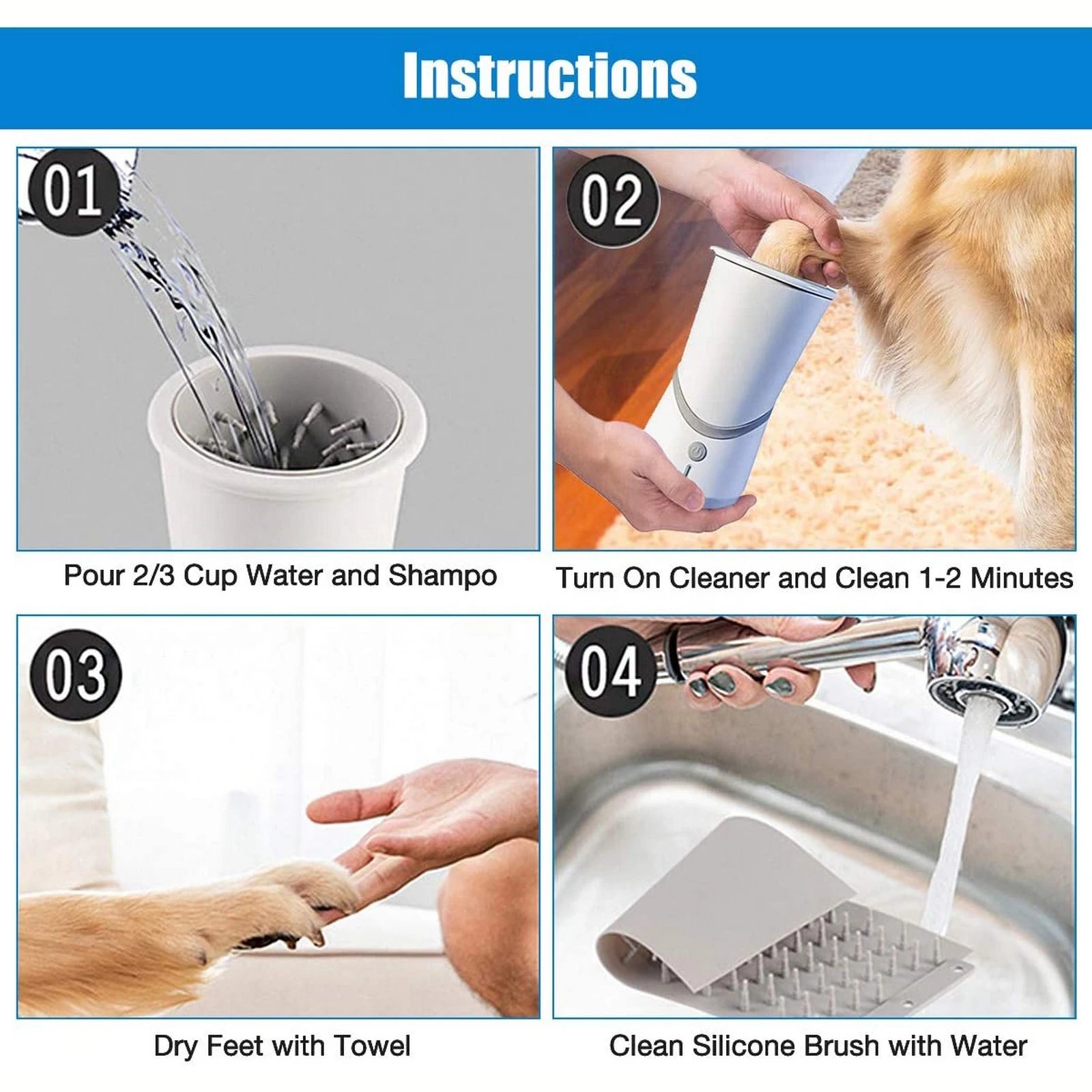 

Electric Dog Paw Cleaner 360 Soft Silicone Brush Pet Feet Washer Paw Claw Cleaning Brush Pet Lovers Gift Home Travel Tool