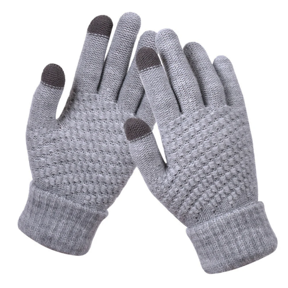 2020 стильные женские зимние мягкие теплые трикотажные тянущиеся перчатки для
