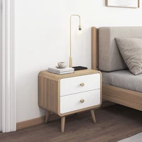 rounded corners simple modern light luxury nordic style bedside cabinet ins bedroom mini small log color bedside cabinet