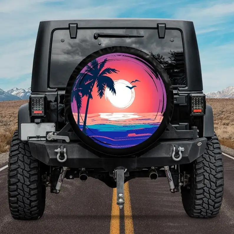 

Spare Tire Cover, Summer Sunset, Jeep Tire Cover, Car accessories, Road Trip Accessories, Jeep Accessories, Summer Vibe