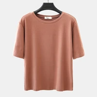 summer new style large size solid color casual loose top korean round neck womens top women 2021 harajuku basic cotton t shirt