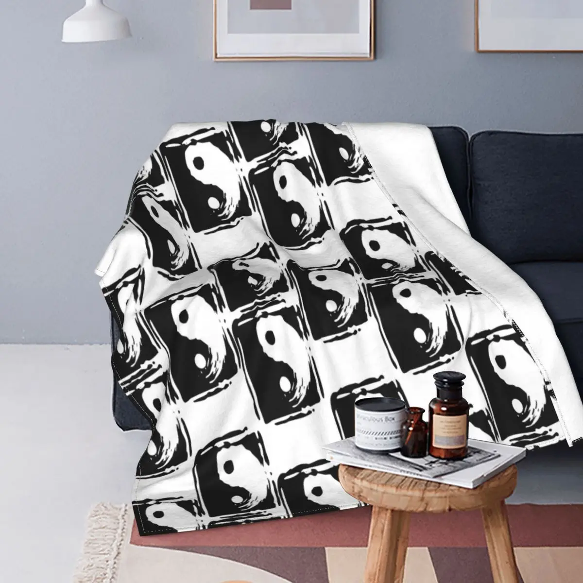 

Mantas de Tai Chi Yin y Yang de franela estampada, taoísta Taijiquan, manta ligera para el hogar, ropa de cama para el coche