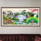 Алмазная 5D картина с пейзажем водопадом, пейзаж, полноразмерная, круглая вышивка с изображением павлина, мозаика ручной работы, подарок