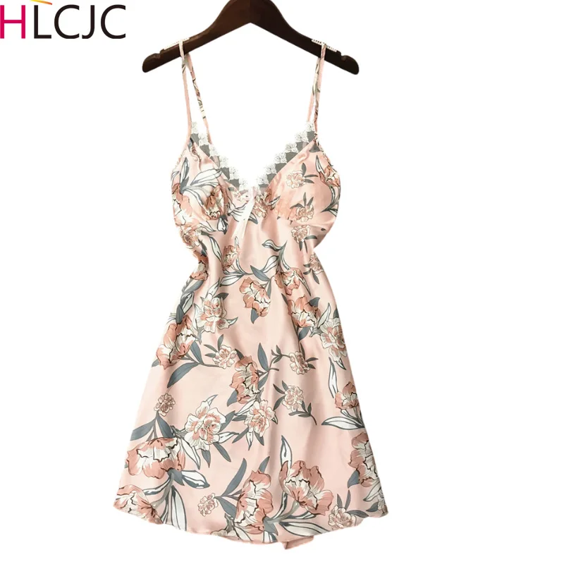 Пикантная шелковая ночная рубашка на весну и осень женская новая стильная