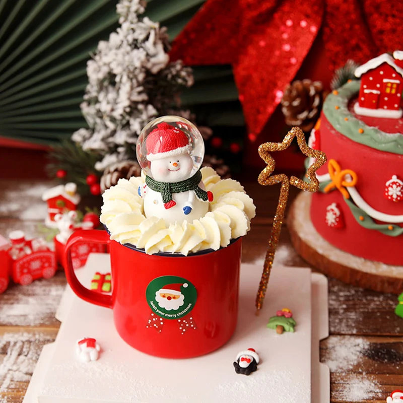 

Christmas baking a cake decoration net red red enamel glass crystal ball cup cake Santa snowman furnishing articles