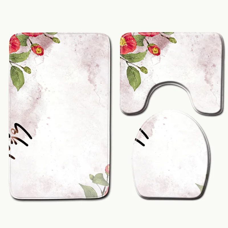 

Zeegle Bathroom Carpet Flannel Foam Soft Mat Toilet Cover Set Bath Rugs Absorbent Bathroom Carpet Pedestal Rug Bathroom Mat