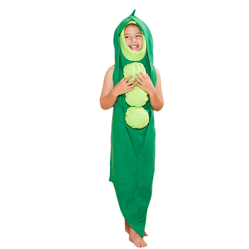 

New Halloween Christmas cosplay costume kid Children's vegetable green pea cosplay jumpsuit