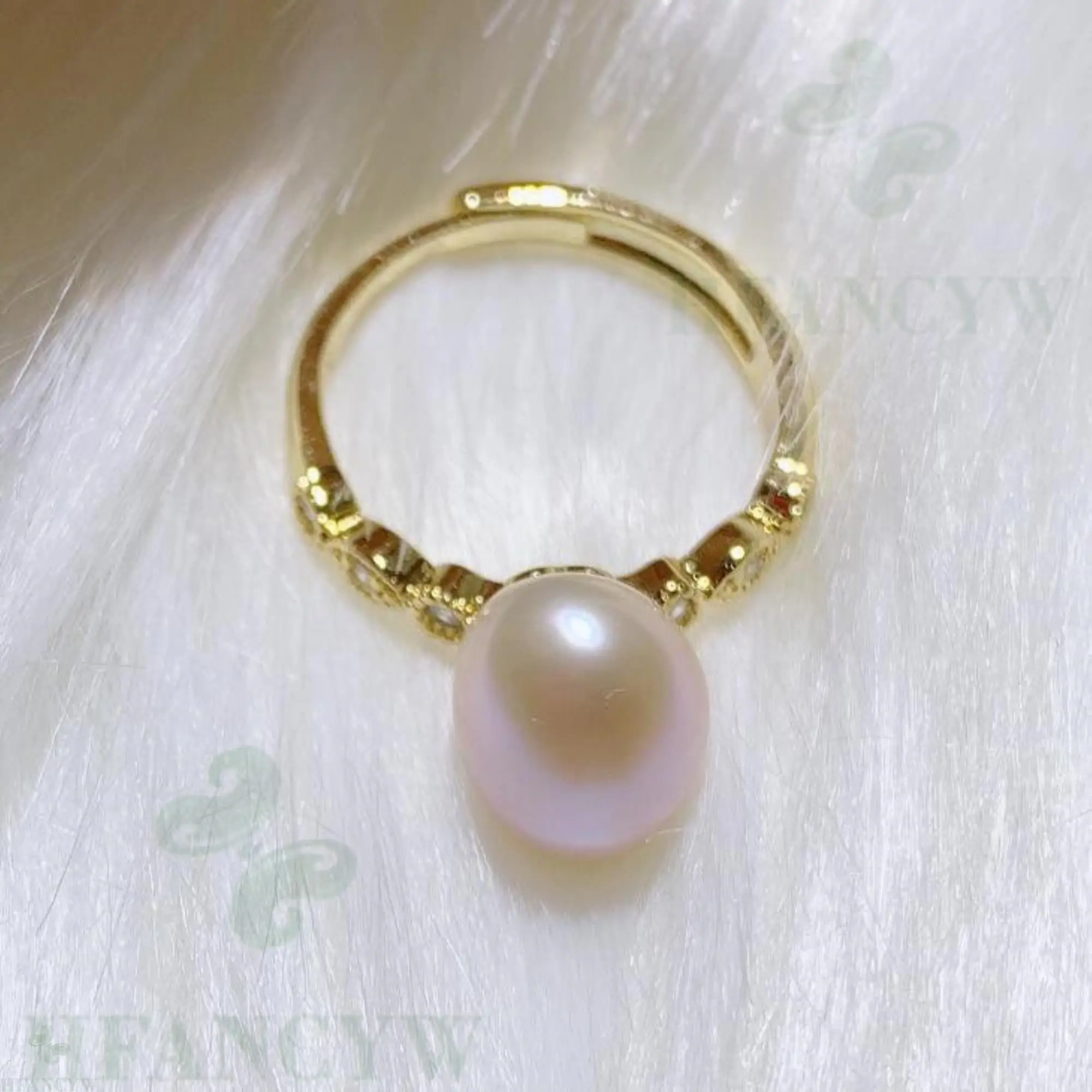 Розовое барокко жемчужное открытое регулируемое Золотое кольцо безупречные