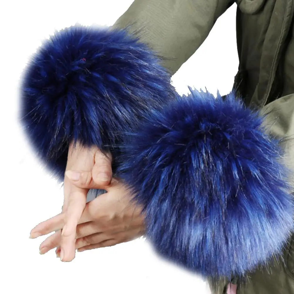 APair из искусственного меха набор наручных манжет теплый рукав браслет на